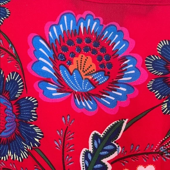 Zac & Rachel Red Floral Ruffle Sleeve Blouse size 1X Brand New - Picture 4 of 9